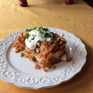 Anne's chicken chilaquiles rojas
