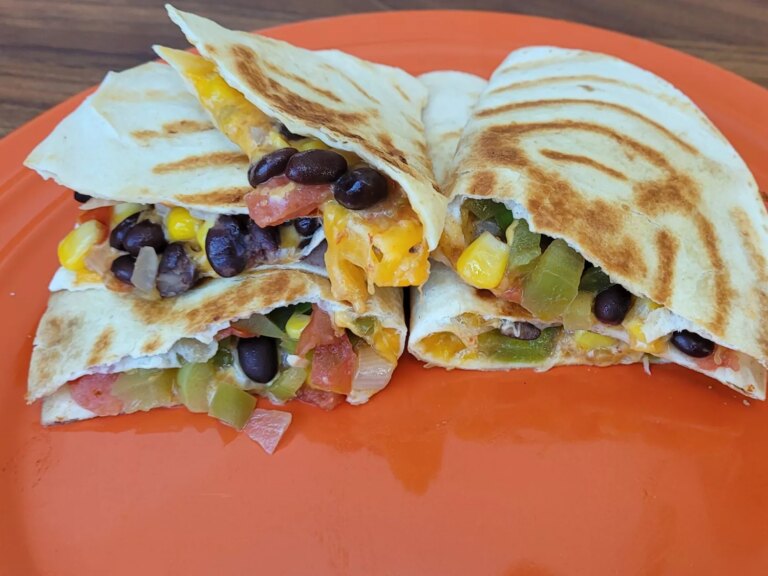 Bean quesadillas with cheese, corn, and black beans