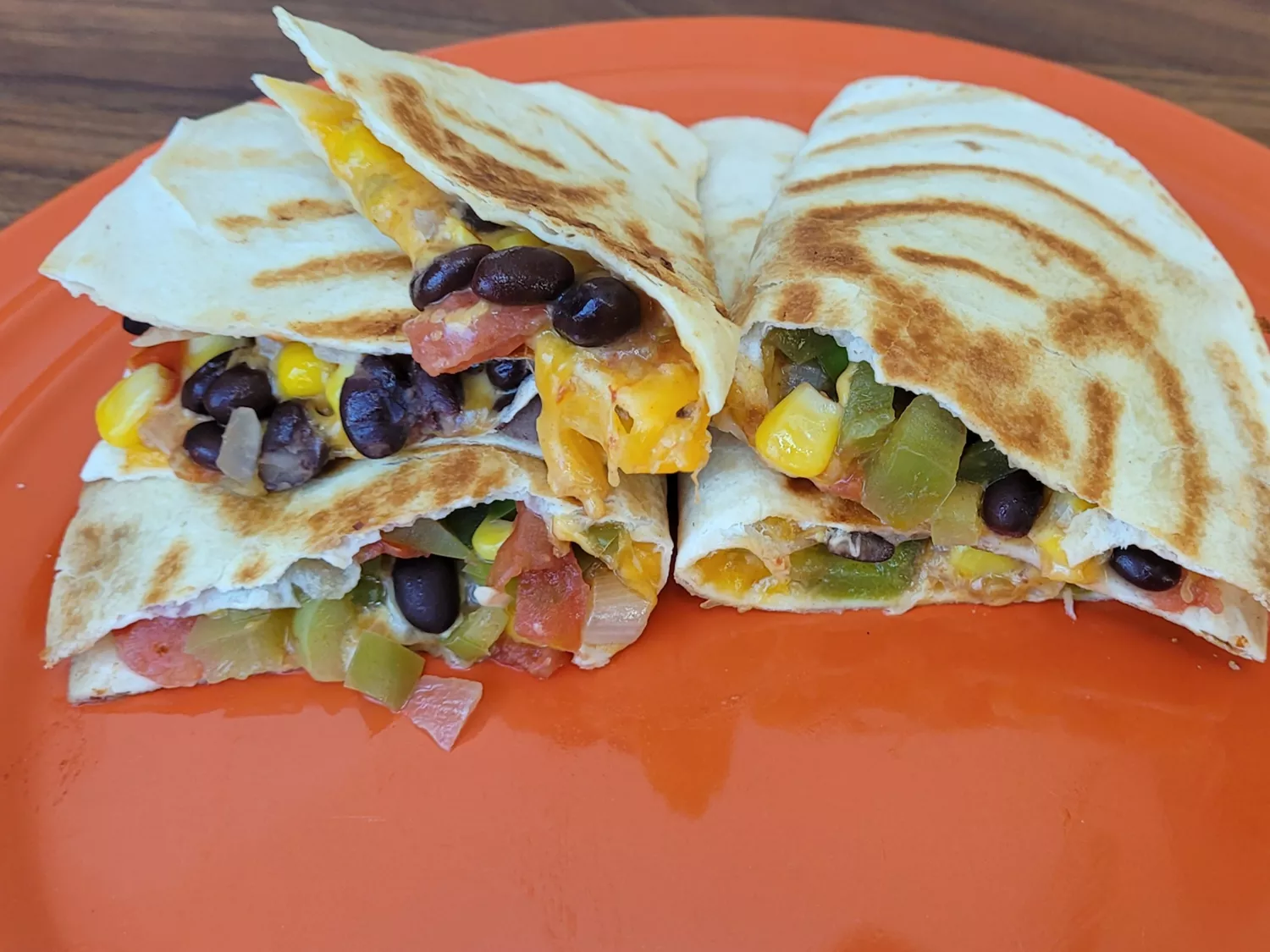 Bean quesadillas with cheese, corn, and black beans