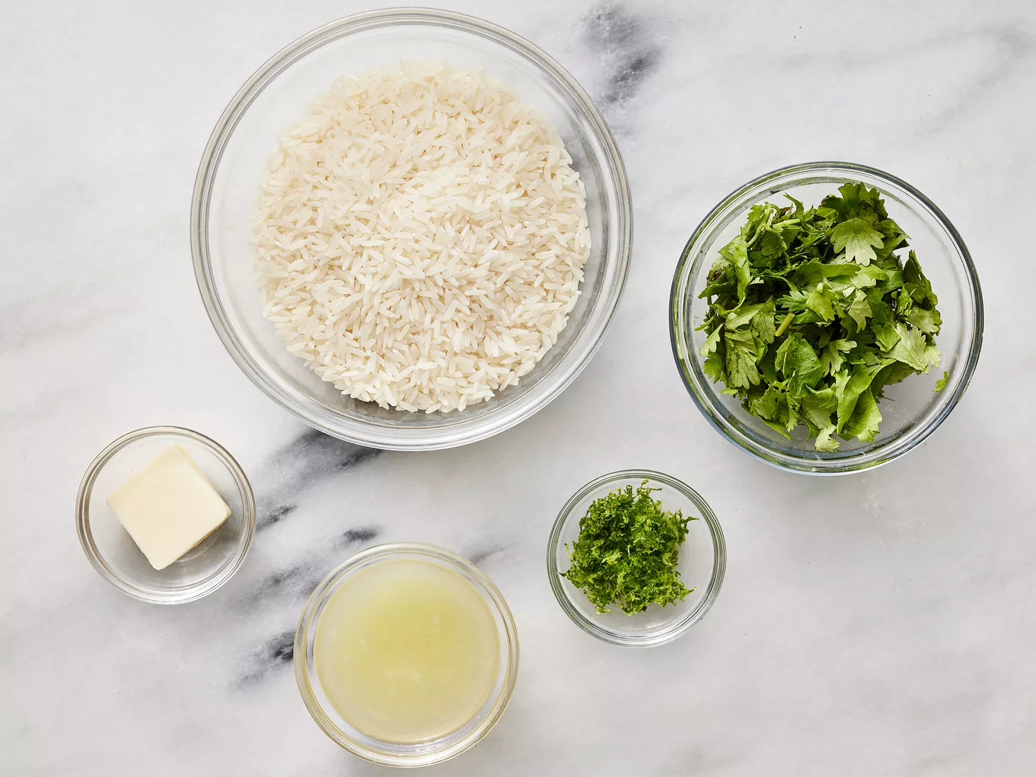 All ingredients gathered to make lime cilantro rice.