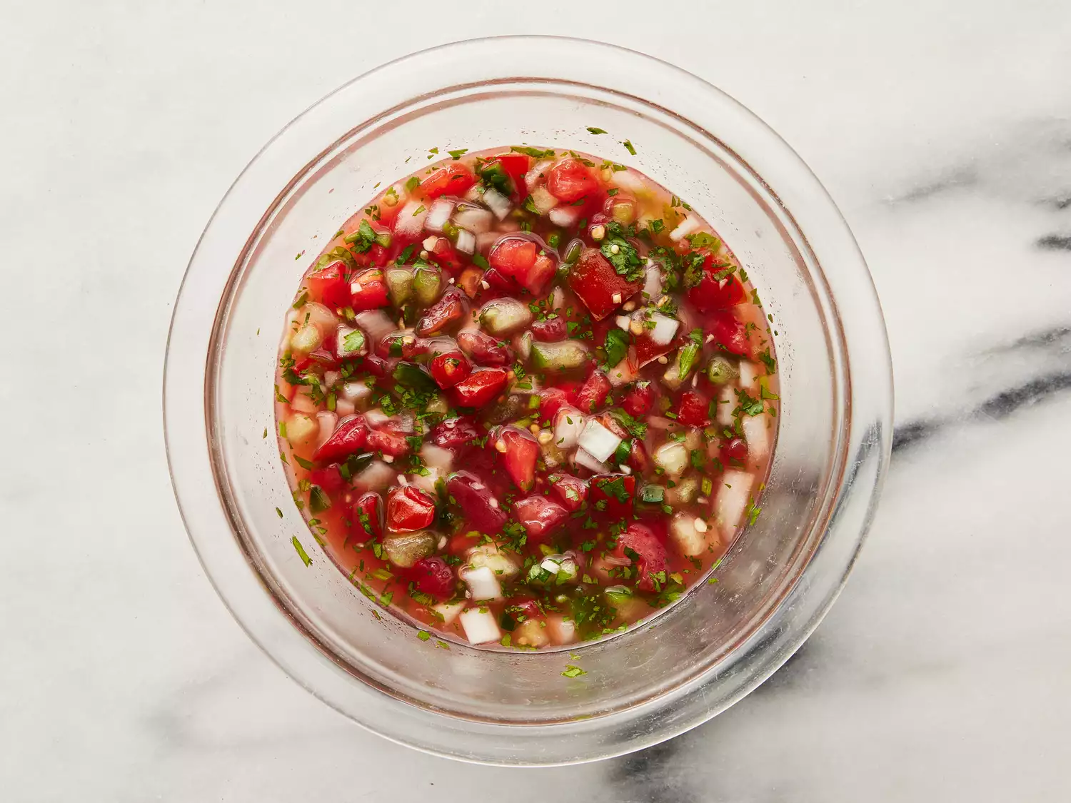 Salsa after it's been covered and chilling. 