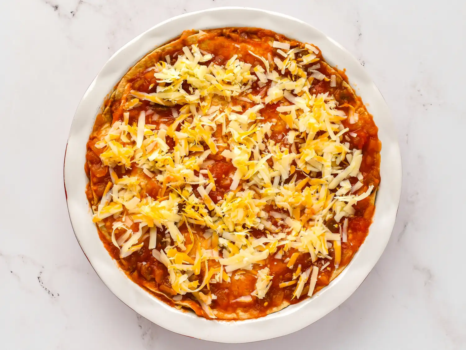 Cheesetopped casserole in a baking dish