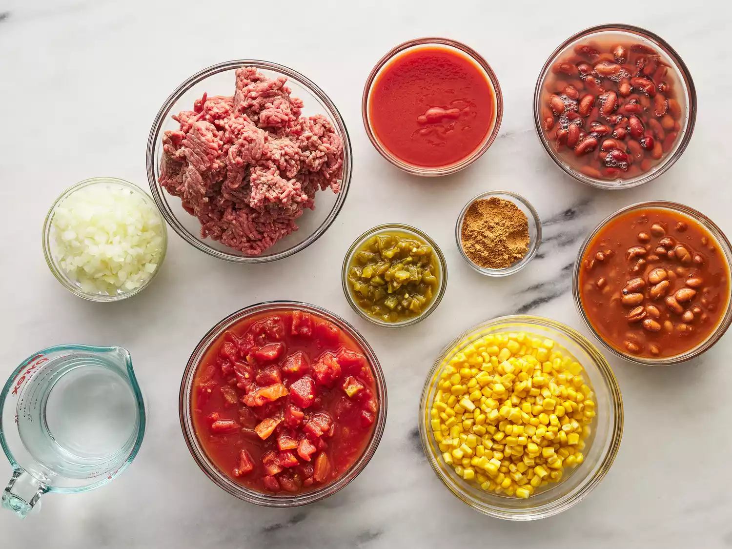 All ingredients gathered to make slow cooker taco soup.