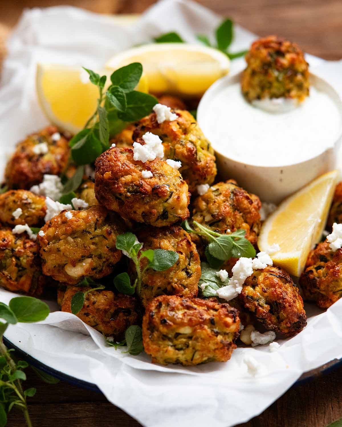 Greek Zucchini Tots (Mini Fritters) Recipe Greek Zucchini Tots - Mini Fritters