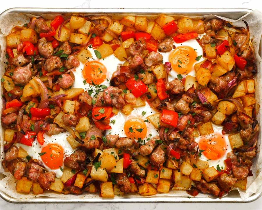 Baked sausage breakfast hash Recipe