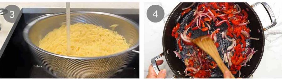 Creamy Goat Cheese & Roasted Red Pepper Risoni (orzo) Recipe