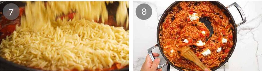 Creamy Goat Cheese & Roasted Red Pepper Risoni (orzo) Recipe