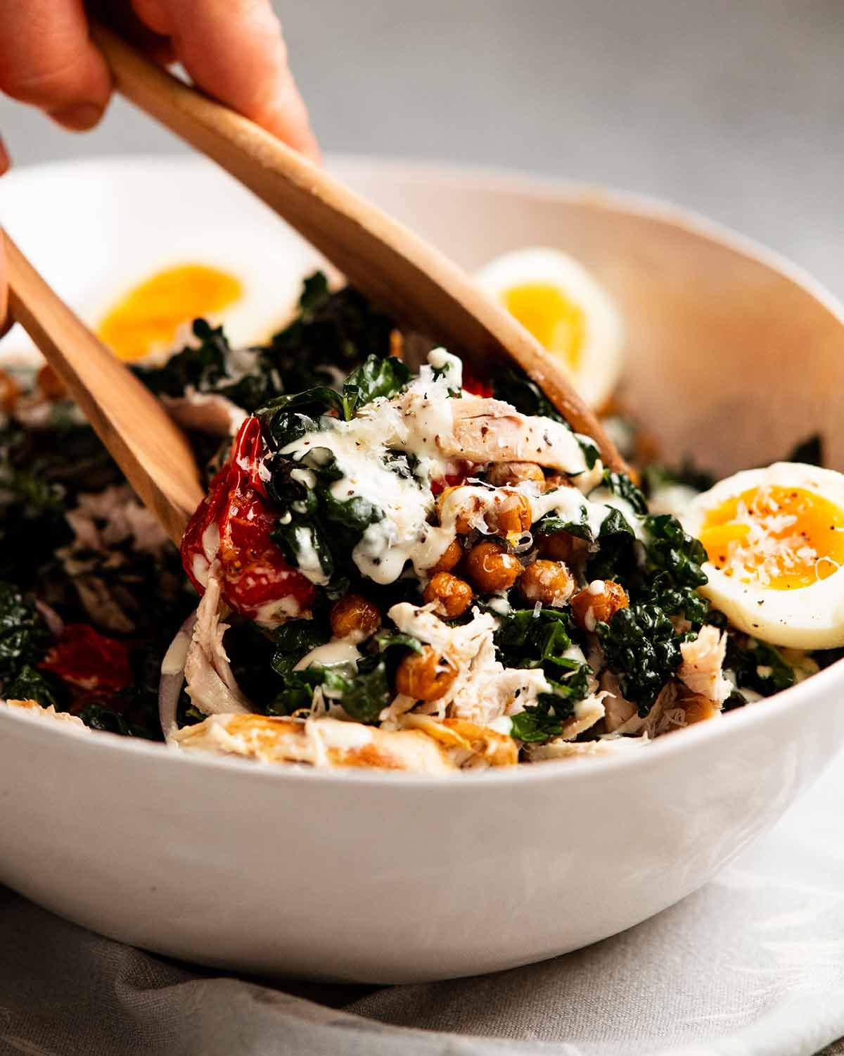 The most amazing Chicken Kale Salad Recipe Serving Chicken Kale salad