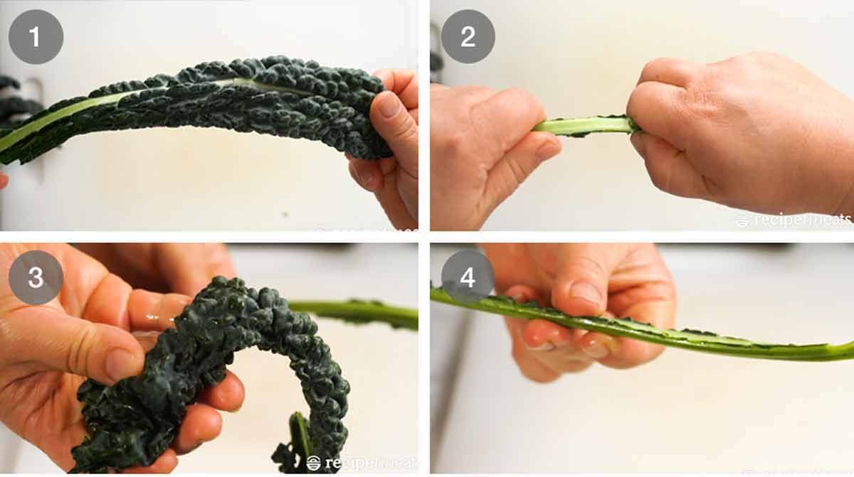 The most amazing Chicken Kale Salad Recipe How to strip kale leaves