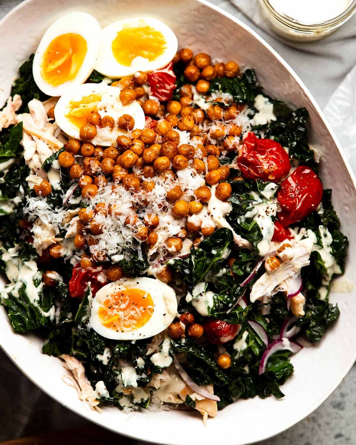 The most amazing Chicken Kale Salad Recipe Chicken Kale salad ready to eat