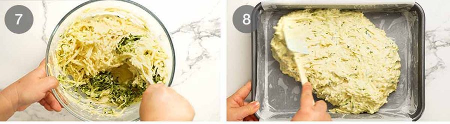 Zucchini cheese muffin slab Recipe