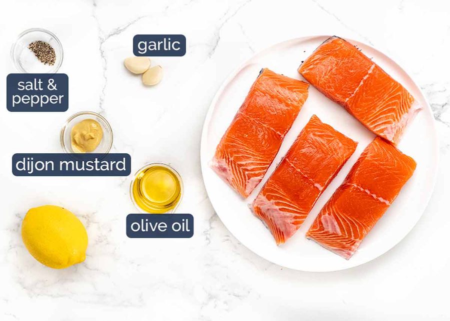 Lemon garlic salmon tray bake – easy & healthy! Recipe