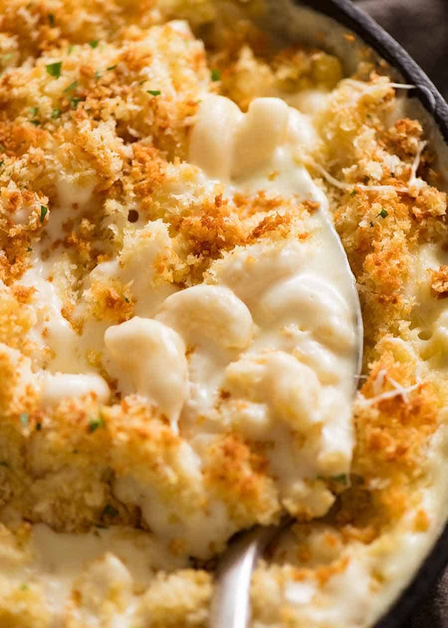Baked Mac and Cheese Recipe Close up of Baked Mac and Cheese fresh out of the oven