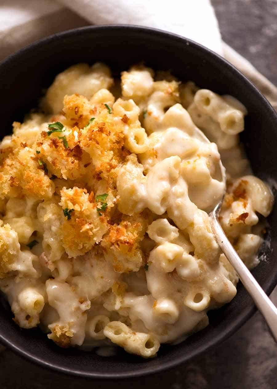 Baked Mac and Cheese Recipe Photo of Baked Mac and Cheese in a rustic bowl, ready to be eaten