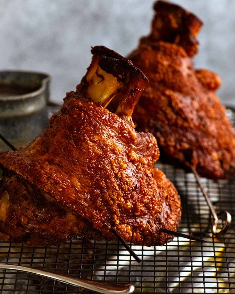 Crispy German Pork Knuckle (Schweinshaxe) with Beer Gravy Recipe