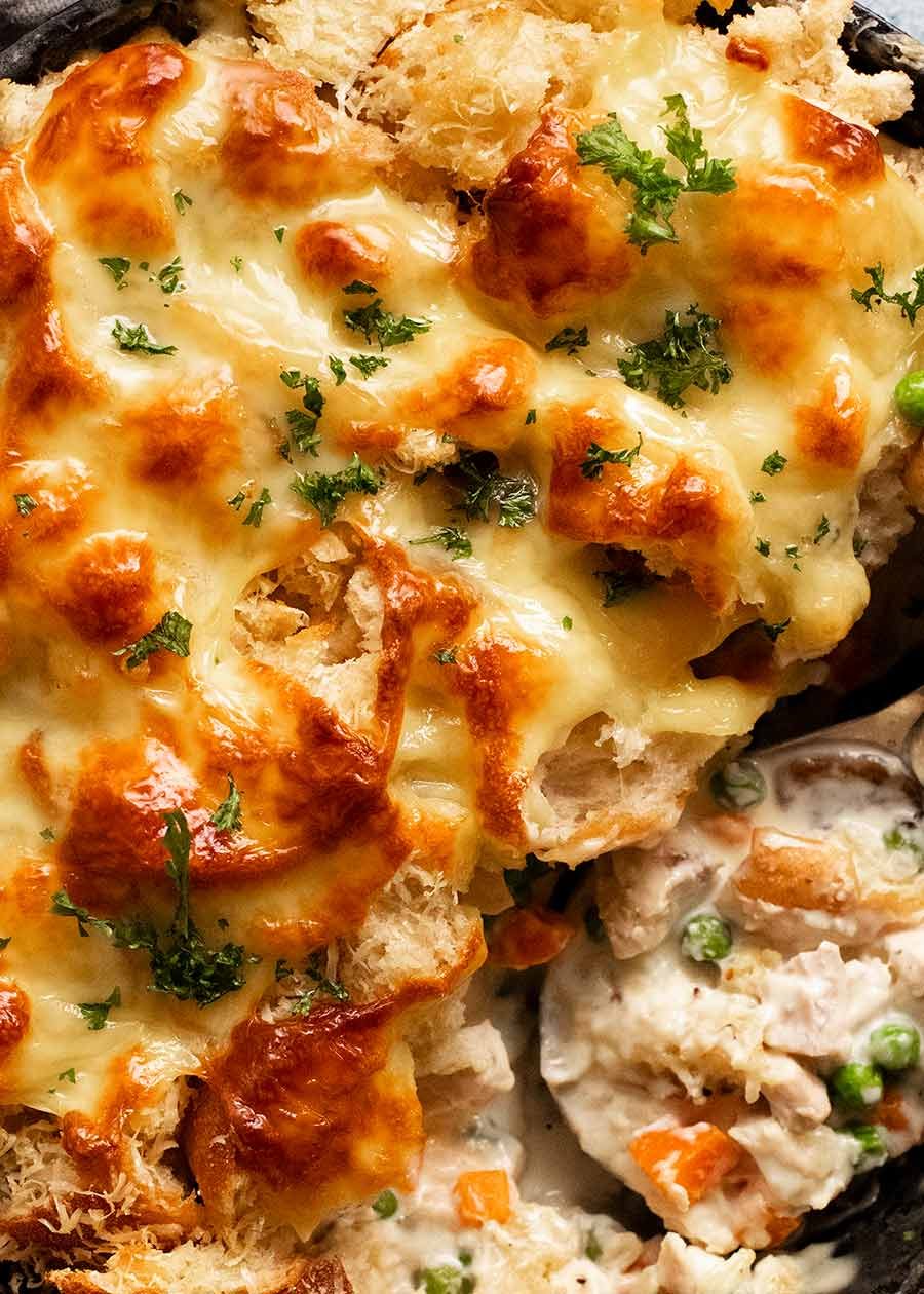 Garlic Bread Leftover Turkey Pot Pie Recipe