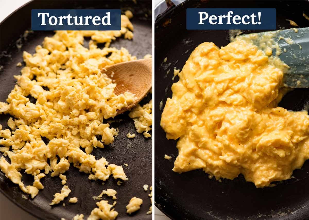 Scrambled Eggs Recipe Bad scrambled eggs compared to good scrambled eggs
