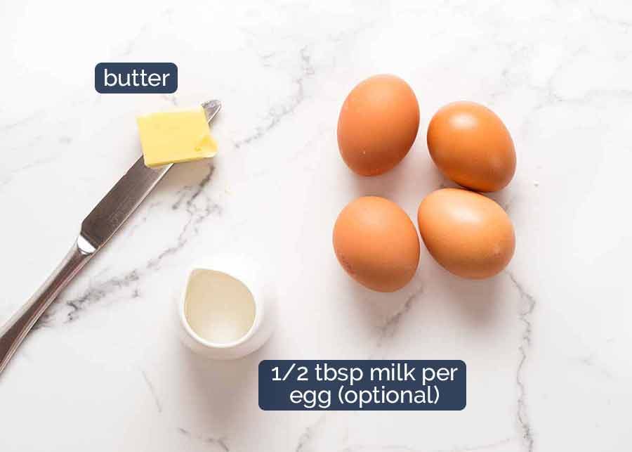 Scrambled Eggs Recipe Milk for scrambled eggs - 1/2 tbsp per egg