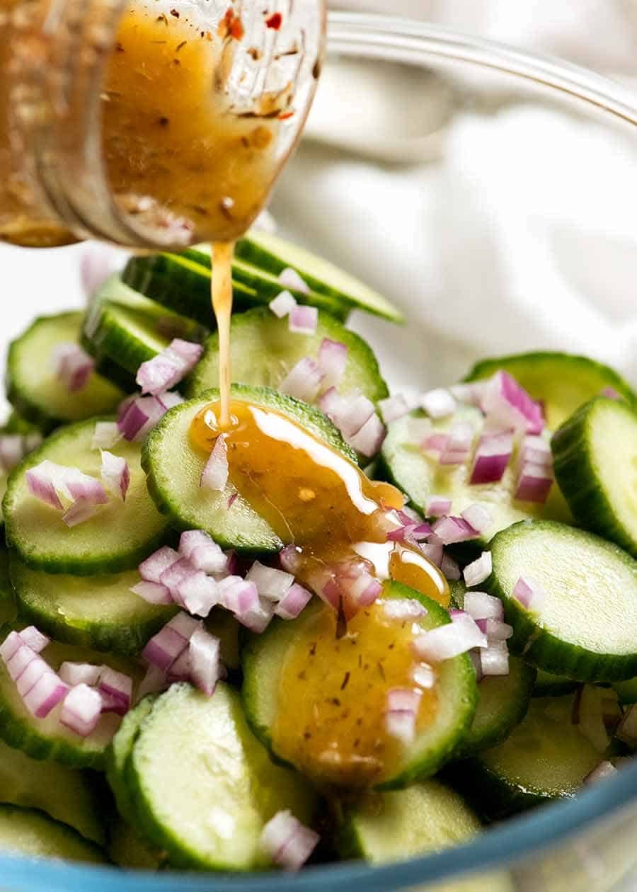 Cucumber Salad with Herb Garlic Vinaigrette Recipe Drizzling Cucumber Salad with Herb & Garlic Vinaigrette (Dressing)