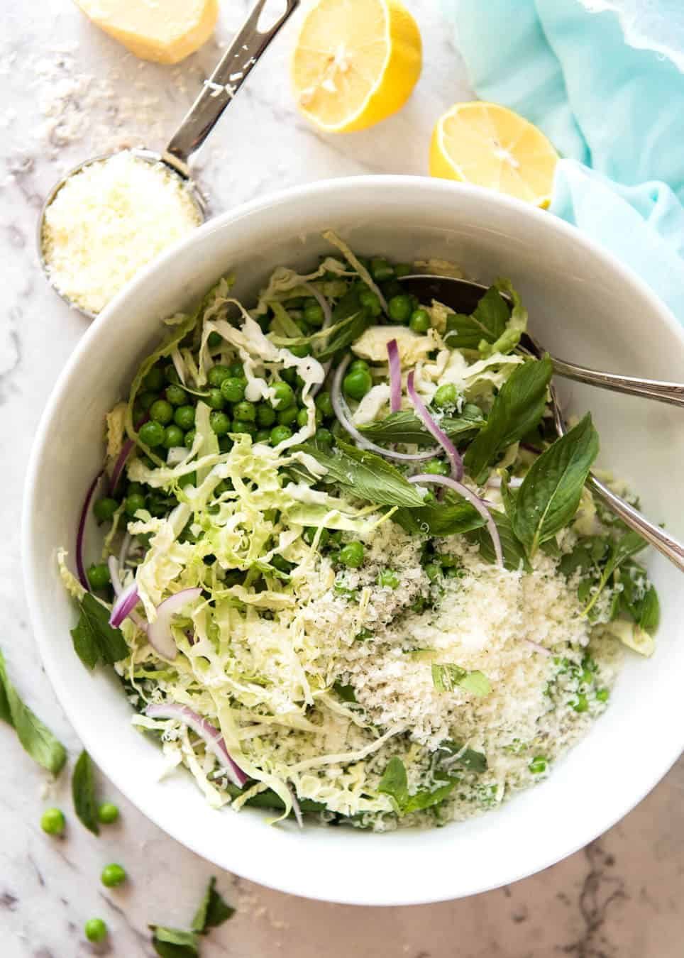 Lemon Parmesan Cabbage Salad with Grilled Chicken Recipe Lemon Parmesan Cabbage Salad with Grilled Chicken - A fabulous utterly addictive salad that you just can't stop eating! recipetineats.com