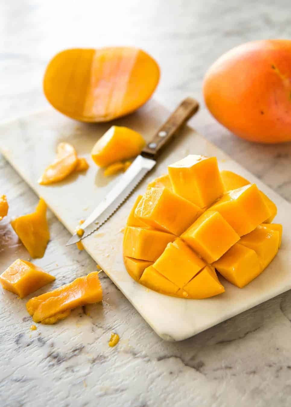 Mango cheek cut into a 