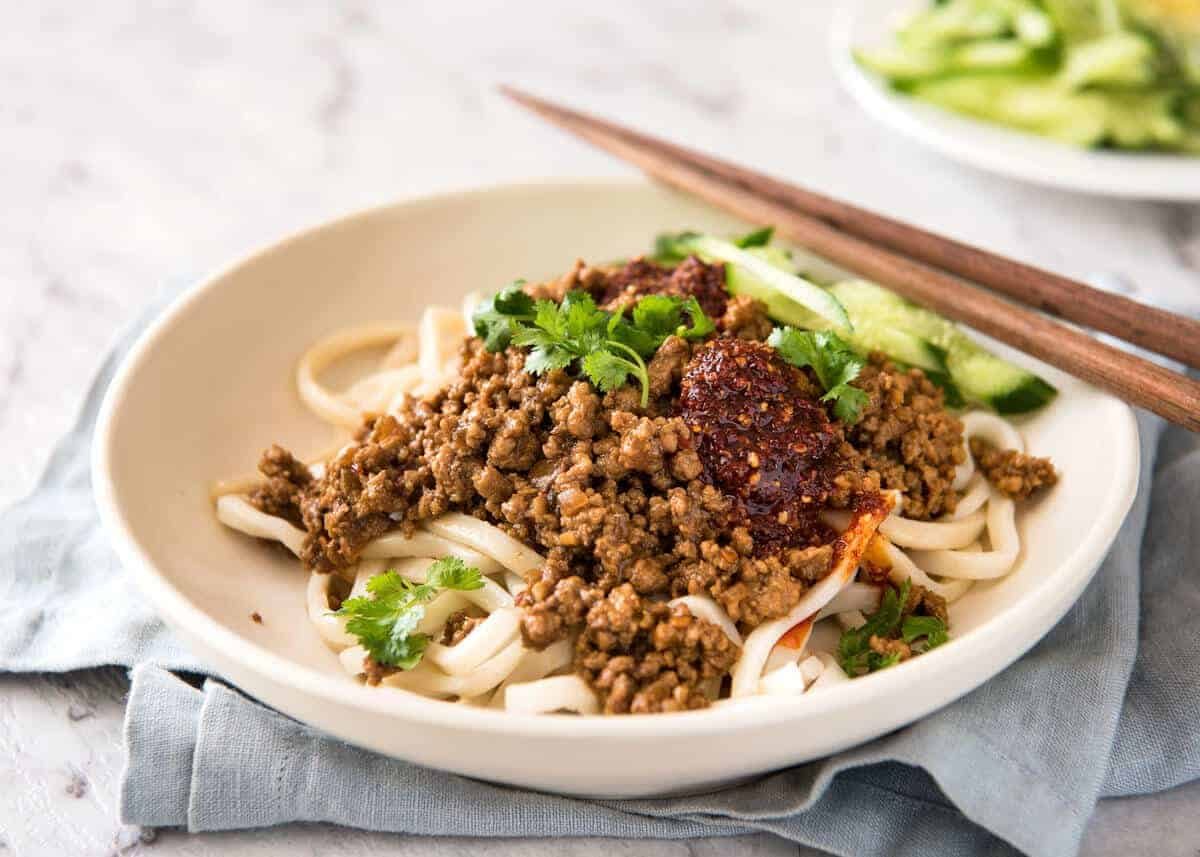 Chinese Pork with Noodles (Zha Jiang Mian) - Super quick and super tasty, affectionally known as 