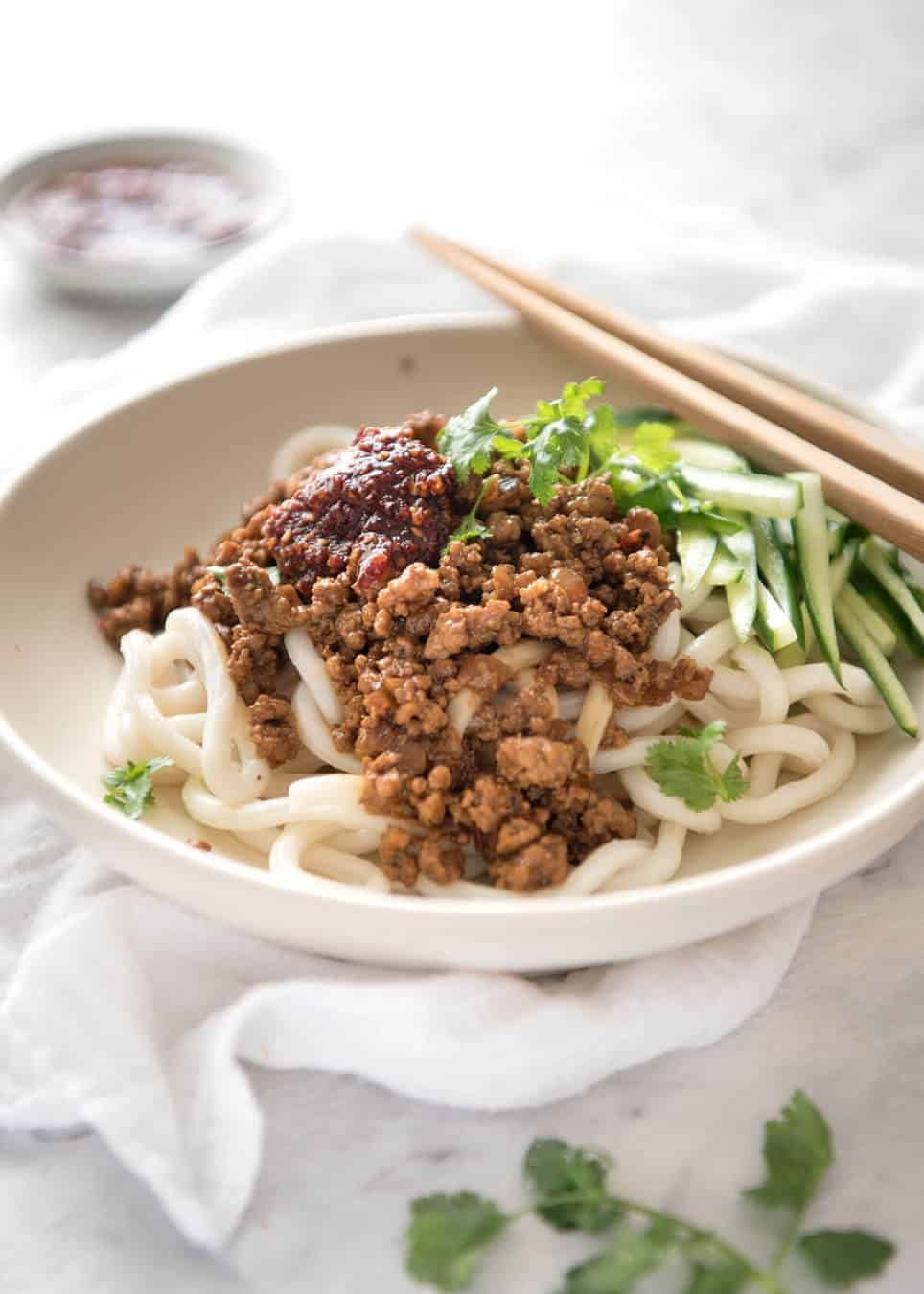 Chinese Pork with Noodles (Zha Jiang Mian) - Super quick and super tasty, affectionally known as 