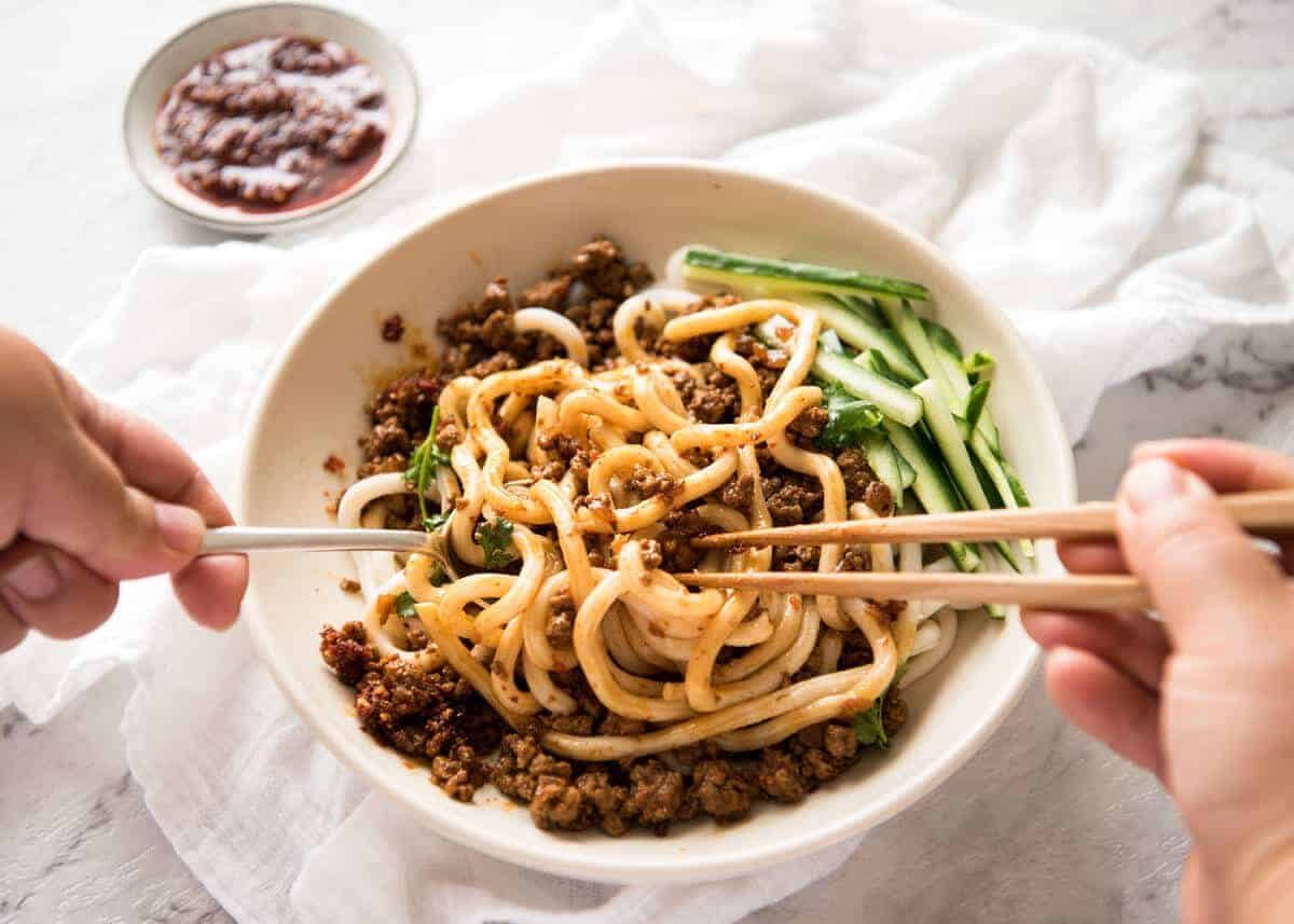 Chinese Pork with Noodles (Zha Jiang Mian) - Super quick and super tasty, affectionally known as 