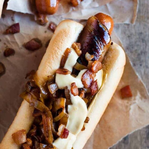 Bacon Wrapped Hot Dogs with Cheese Sauce Recipe