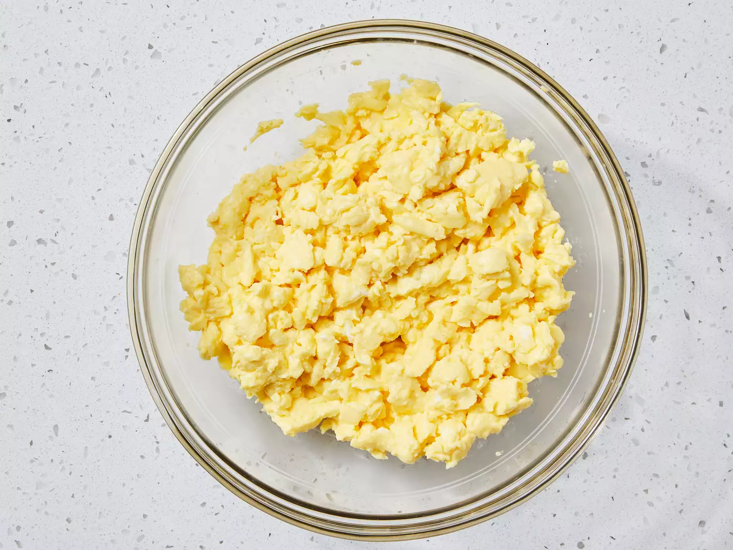 cooked eggs chopped and placed in a large bowl.