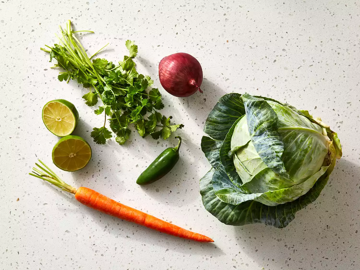 all ingredients gathered to make taco slaw