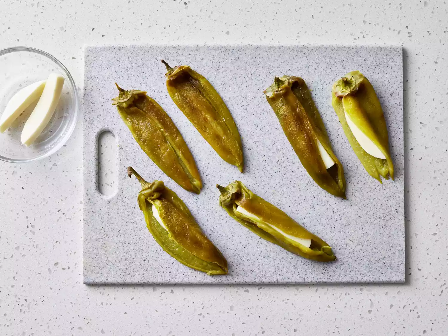peppers stuffed with strips of cheese