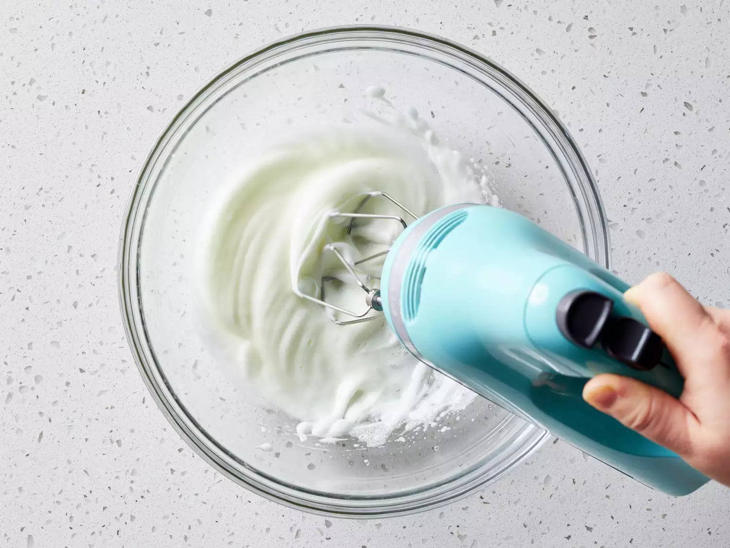 egg whites mixed until stiff peaks form