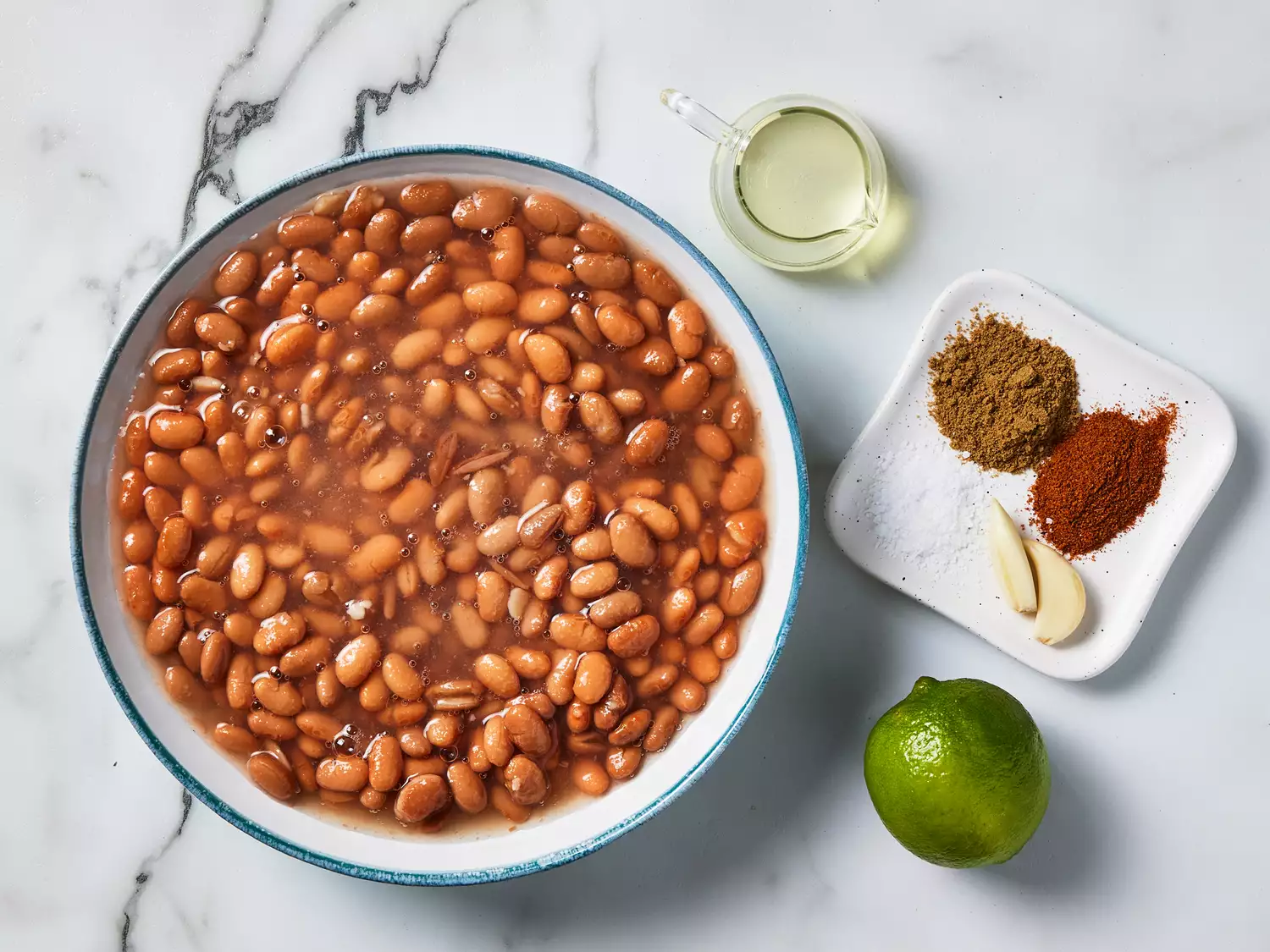 all ingredients gathered to make refried beans