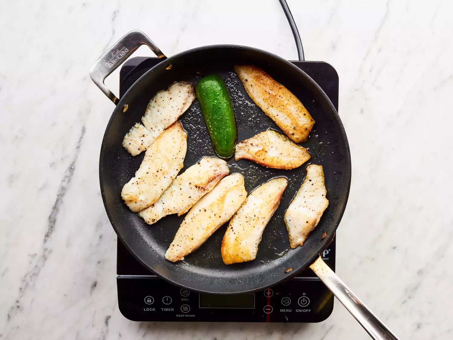 fillets pan fried until golden-brown and easily flaked.