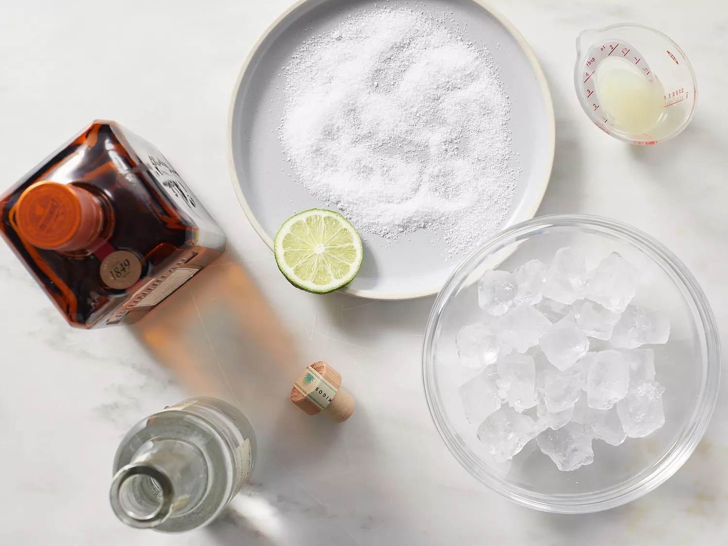 an overhead shot of all ingredients for margarita cocktails