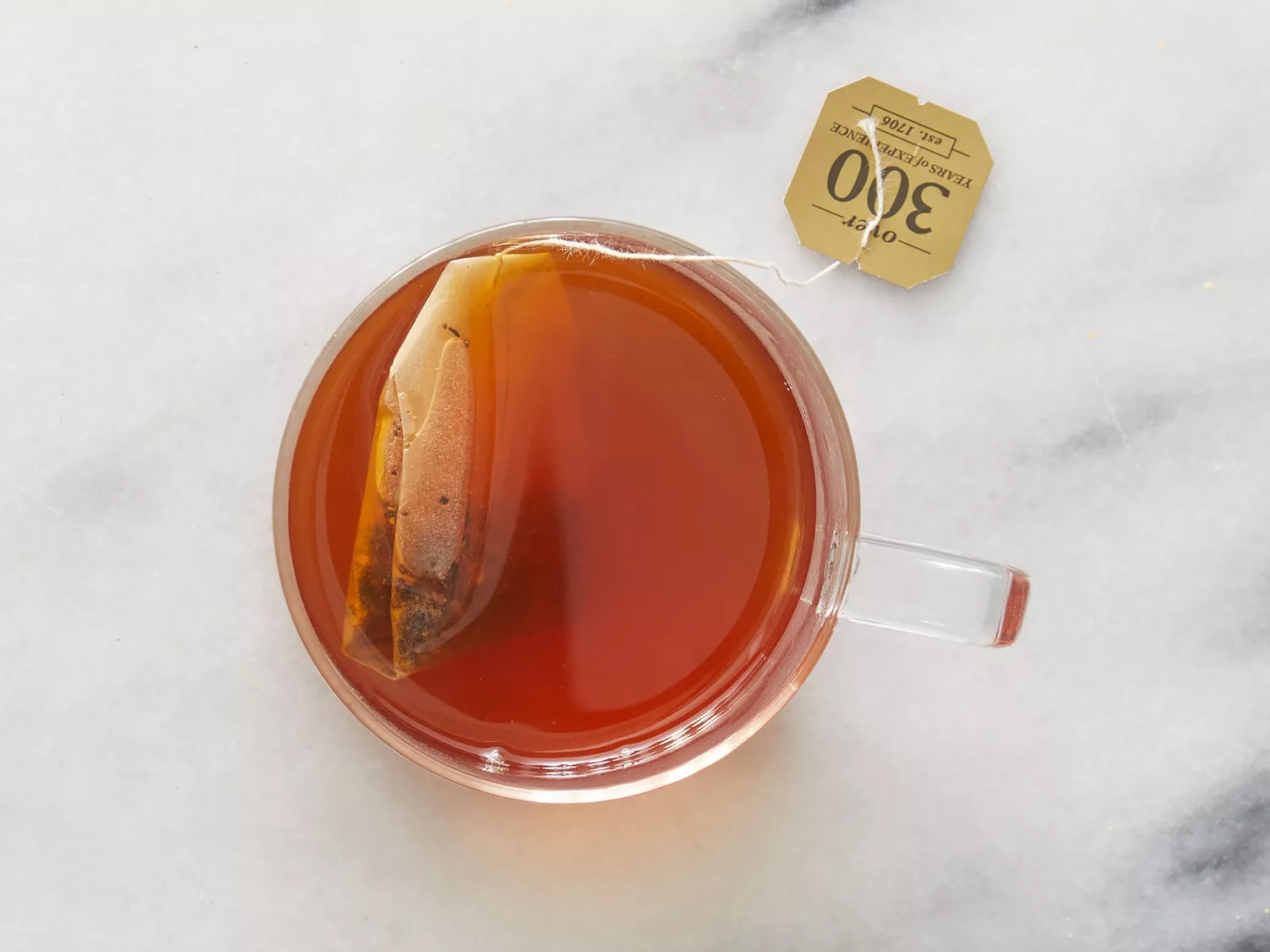 an overhead shot of chai tea brewing in a mug