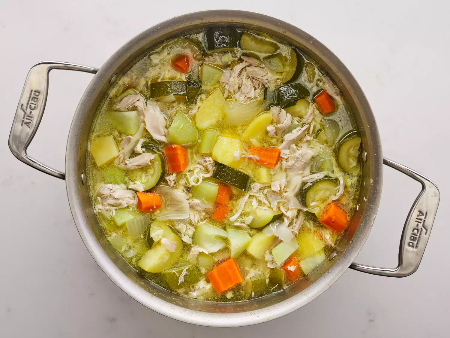 Caldo de Pollo soup in a pot 