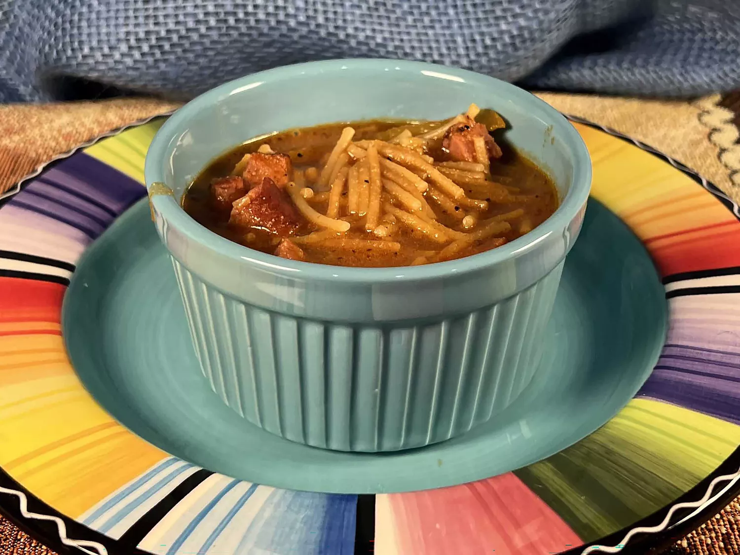 Mexican spaghetti in sauce with sausage