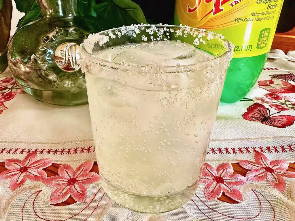 Paloma cocktail with salt rim