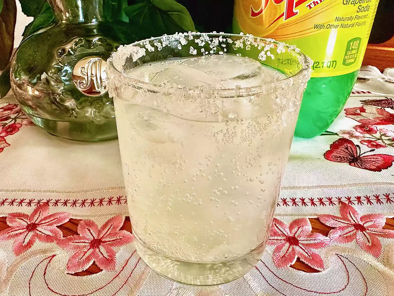 Paloma cocktail with salt rim