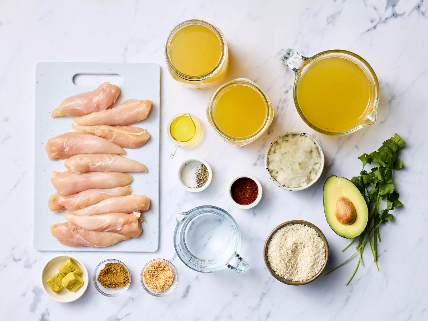 ingredients gathered to make caldo de pollo