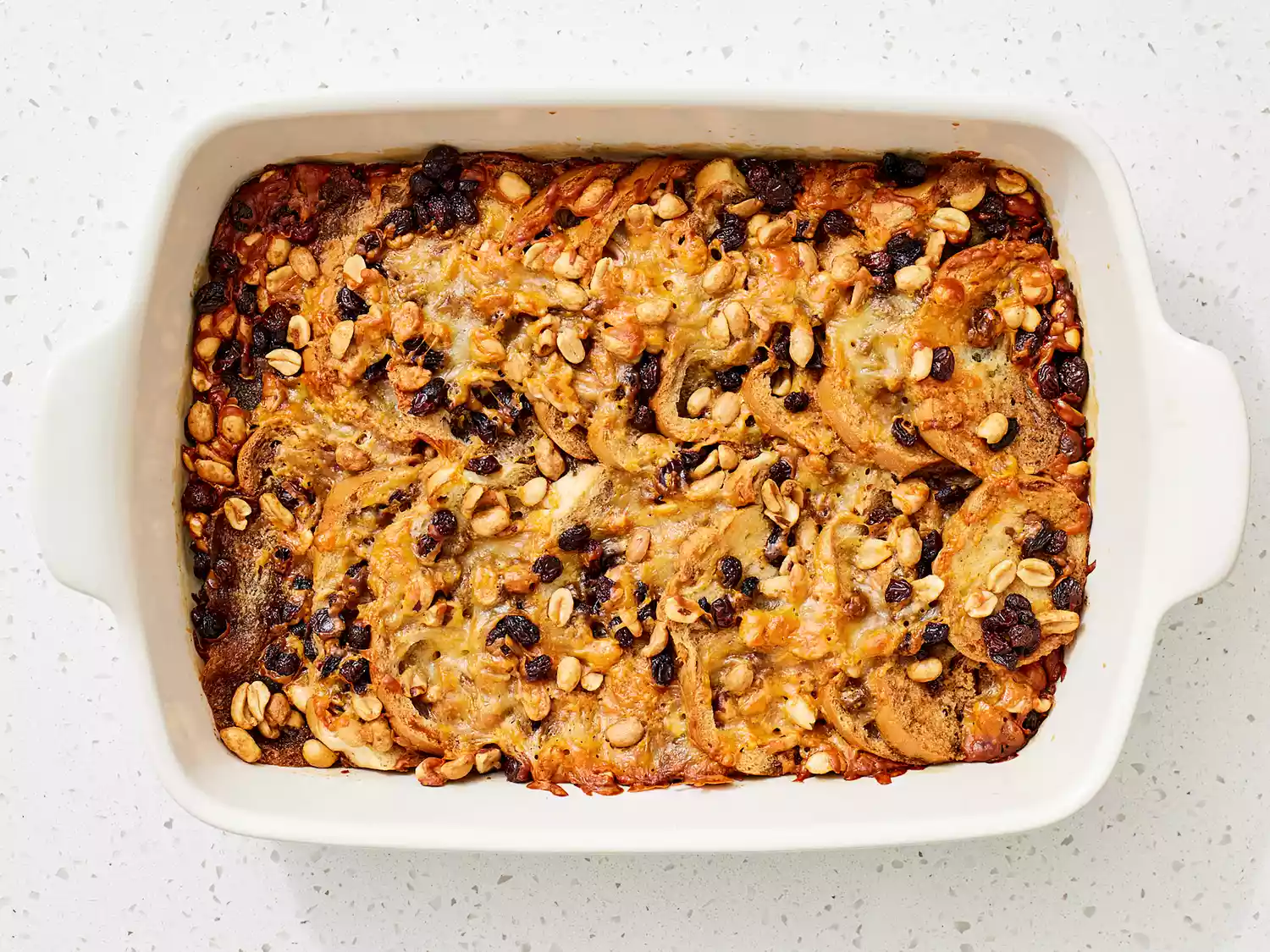capirotada baked until golden-brown.