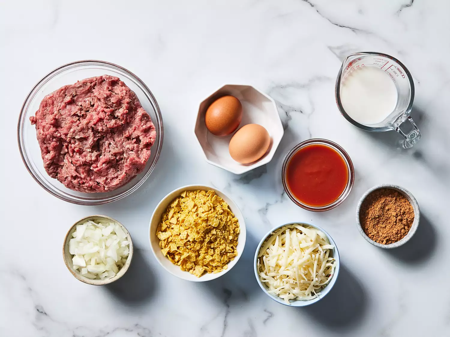 ingredients gathered to make Mexican taco meatloaf 