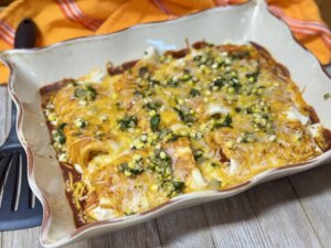 Vegetarian enchiladas in baking dish