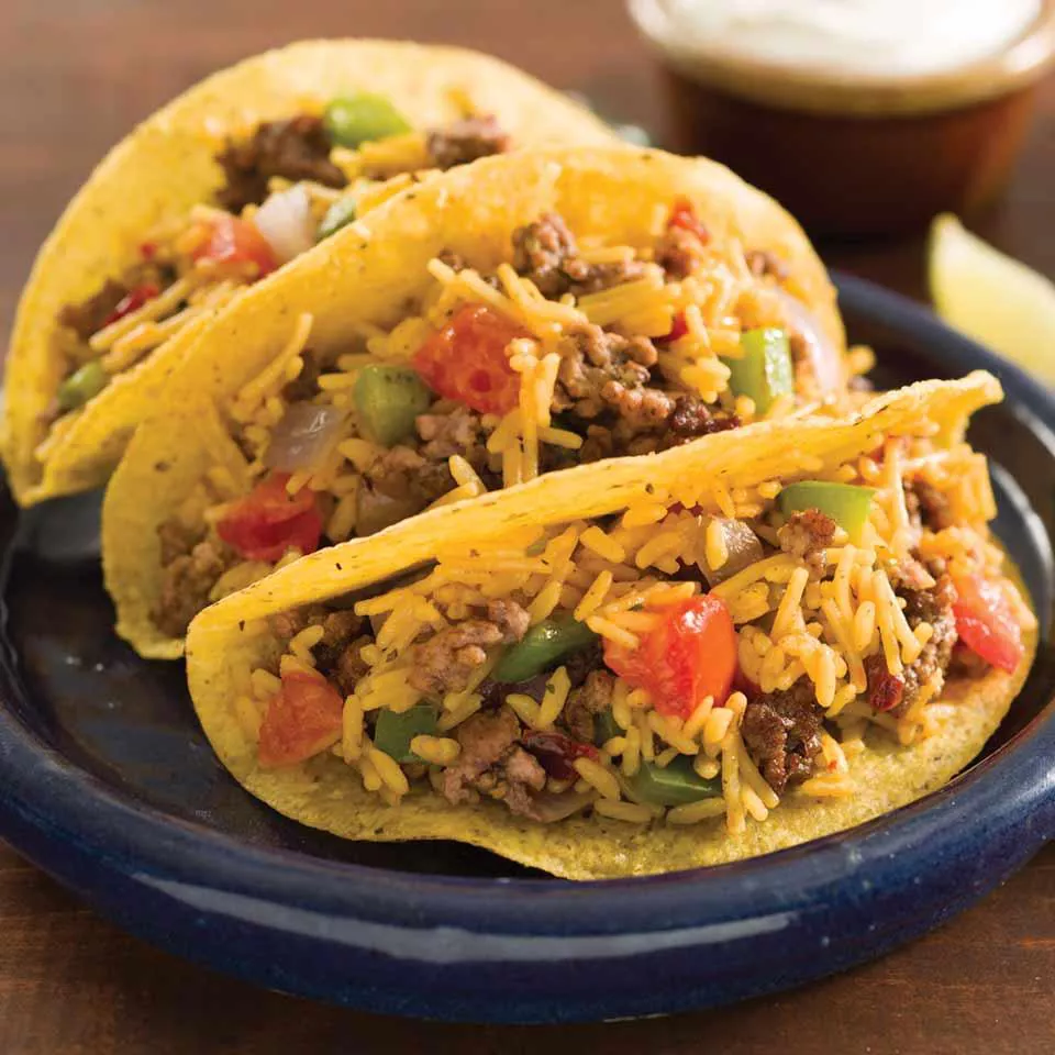 Mexican Rice & Beef Tacos Recipe