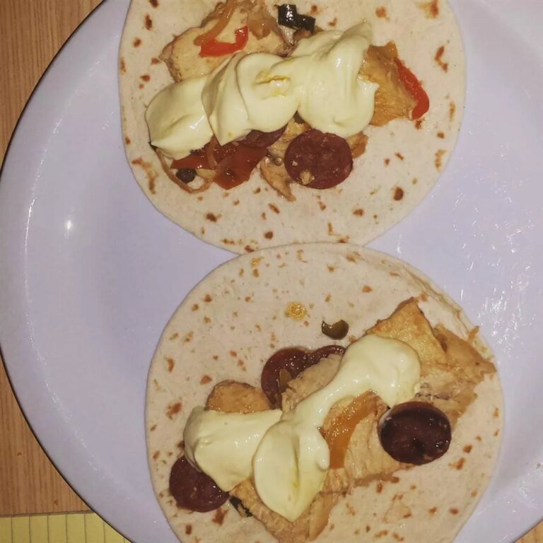 Instant pot® chicken tacos with chorizo and saffron yogurt sauce