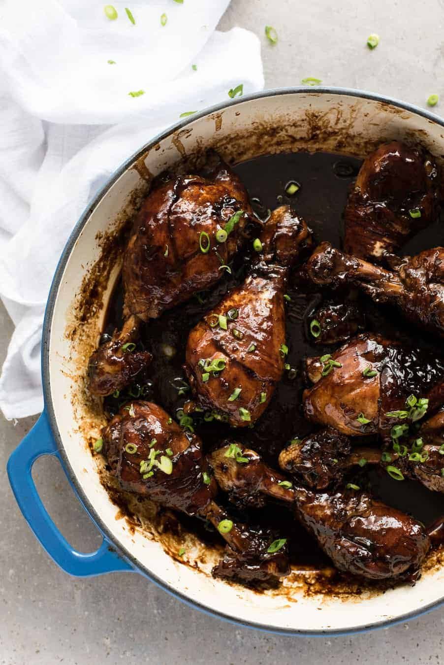 5 Ingredient Sticky Stove Top Balsamic Chicken Drumsticks Recipe Sticky Balsamic Chicken Drumsticks - Made on the stove, and all you need is chicken, balsamic, soy sauce, sugar and garlic. The glaze is incredible!