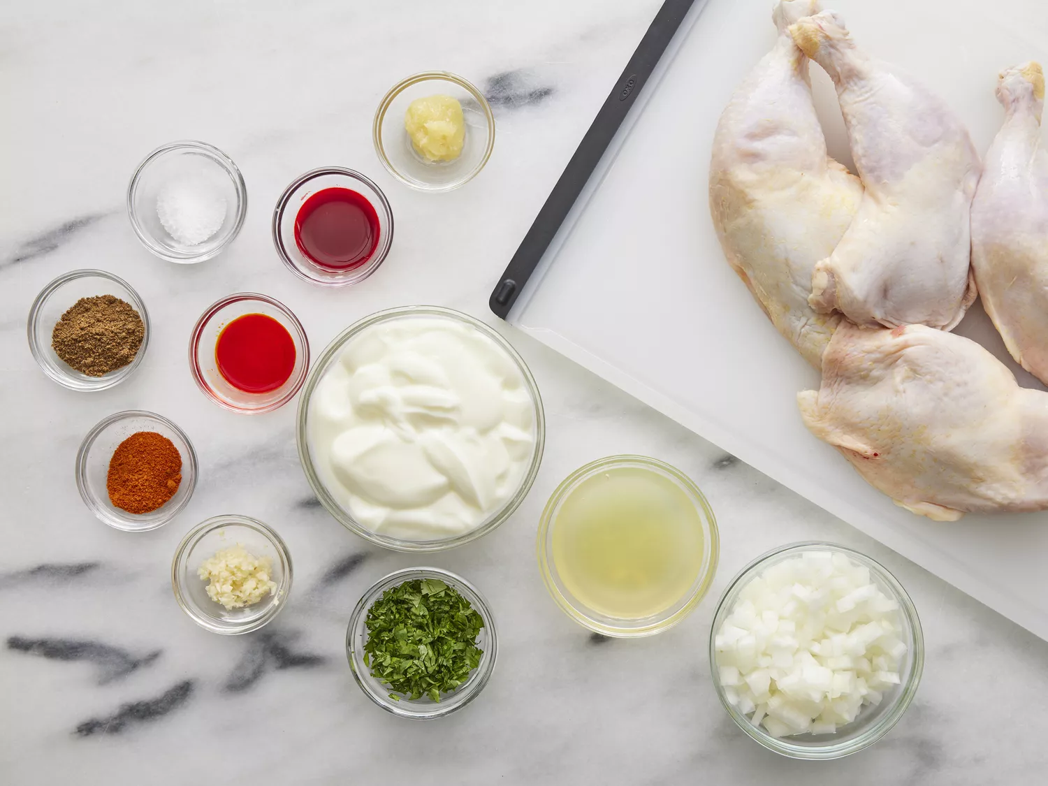 all ingredients gathered to make Indian tandoori chicken