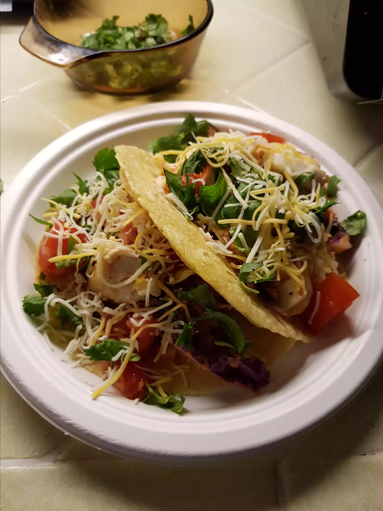 Healthy fish tacos with cilantro slaw